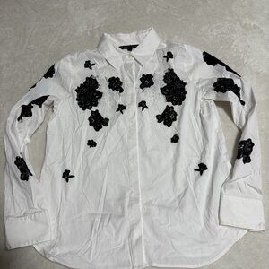 Women’s White House Black Market (WHBM) Lace Applique Shirt Size 10